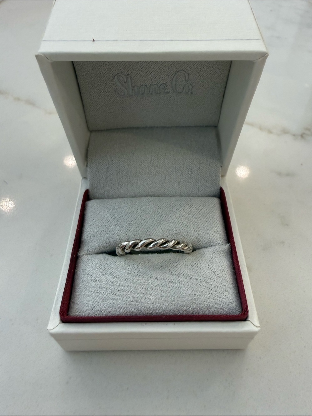 Brand New, Never Worn, Shane Co Sterling Silver Twisted Rope Stackable Ring